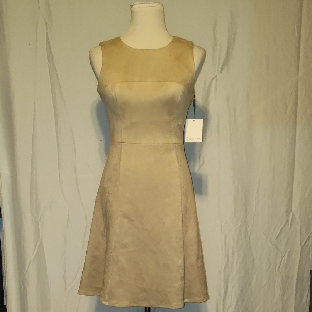 Woman's Dresses Calvin Klein Sleeveless Zipper Faux Suede Aline Size 2